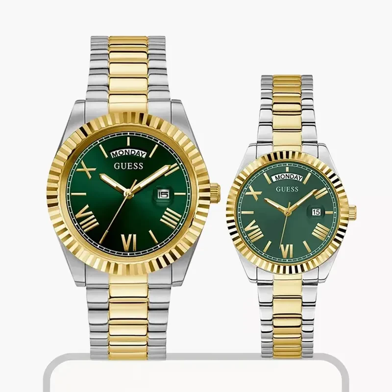 Guess Connoisseur Green Dial Two-tone Couple Watch- GW0265G8/GW0308L5